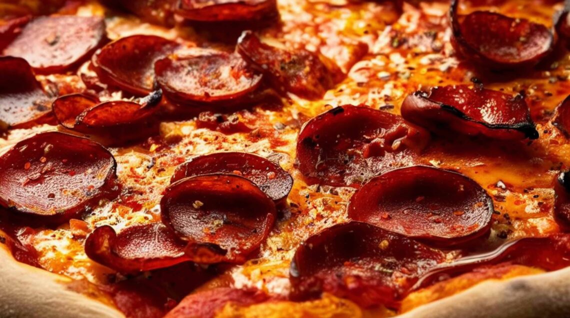Pizza con salame piccante nota anche come PEPPERONI PIZZA negli USA