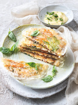 Gamberi e fiori di zucca croccanti in sfoglia di riso