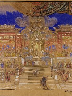 bozzetto di Galileo Chini per Turandot del 1924 in cui viene rappresentato Il vasto piazzale della Reggia