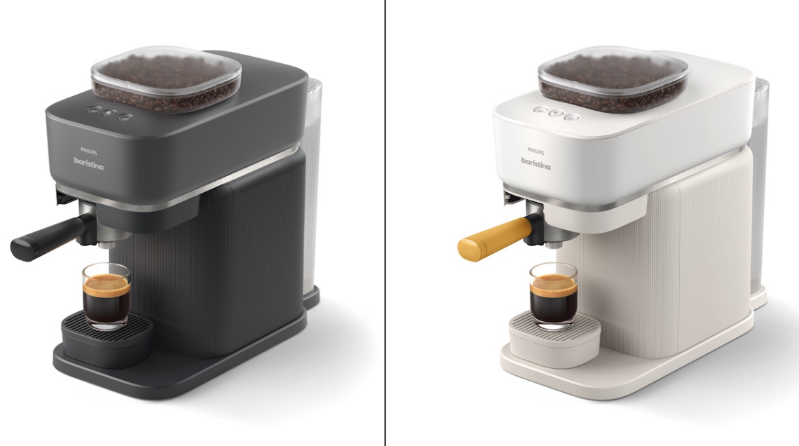 due macchine per l'espresso philps baristina nera e bianca