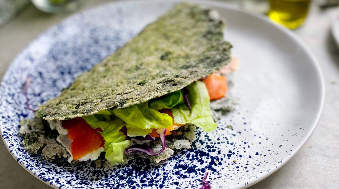 piadina agli spinaci farcita con verdure