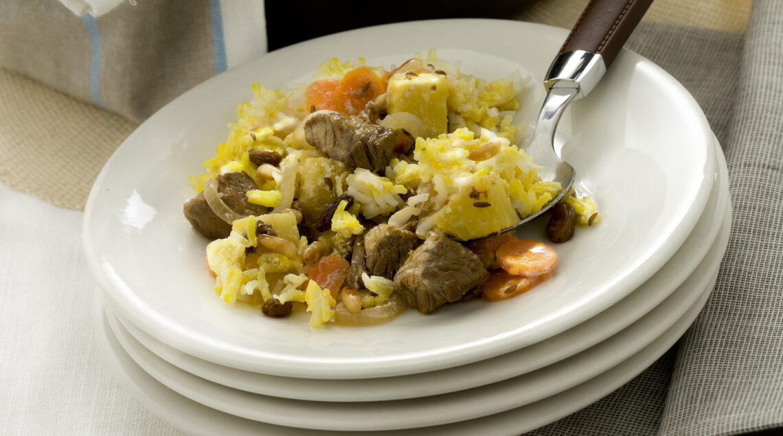 piatto unico con agnello e riso speziati
