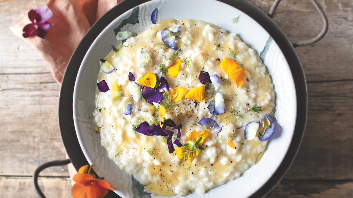 Risotto al pannerone, miele e fiori