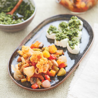 verdure miste con tomini e salsa verde
