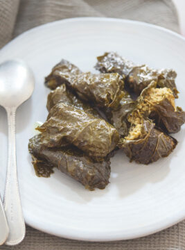 involtini di foglie di vite con ripieno di manzo e riso basmati