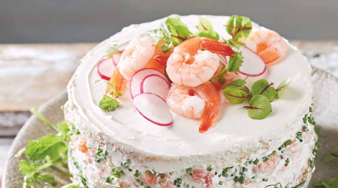 torta salata di pane e gamberetti