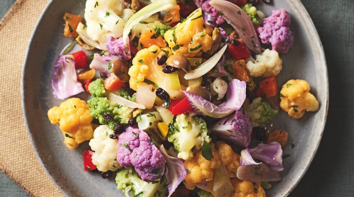 Cavolfiori colorati con giardiniera agrodolce