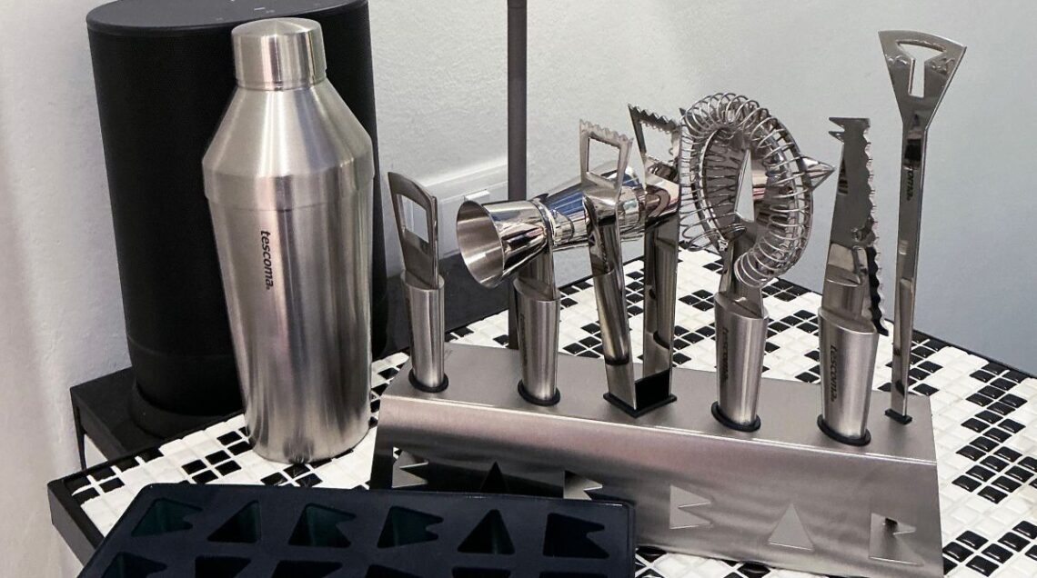 kit da bar tescoma ''barbar'' con shaker e utensili per la preparazione dei cocktail