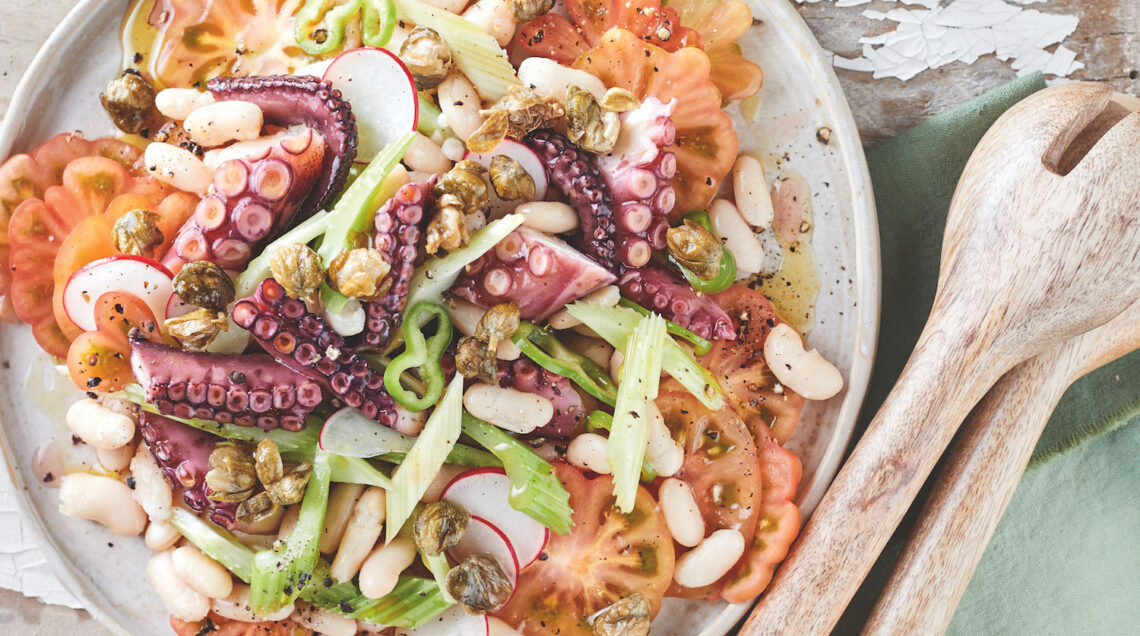 Insalata di polpo e verdure croccanti