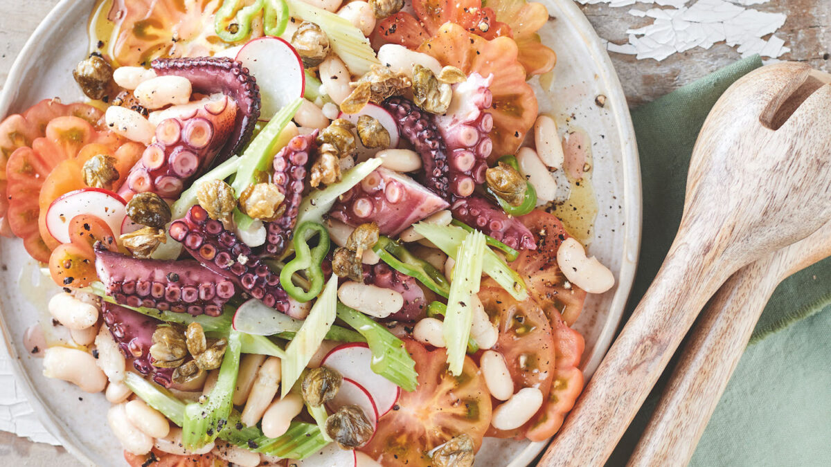 Insalata di polpo e verdure croccanti