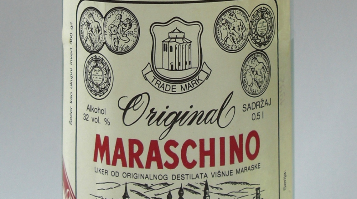 Etichetta di liquore Maraschino originale di Zara in Dalmazia
