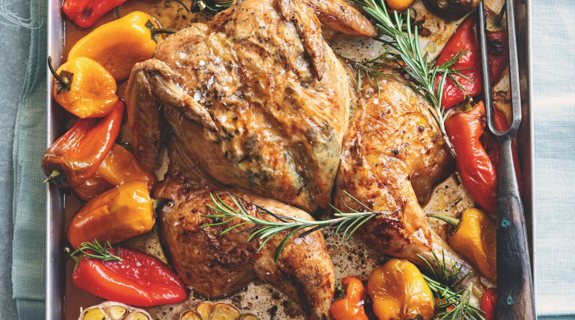 Pollo alla birra con peperoni
