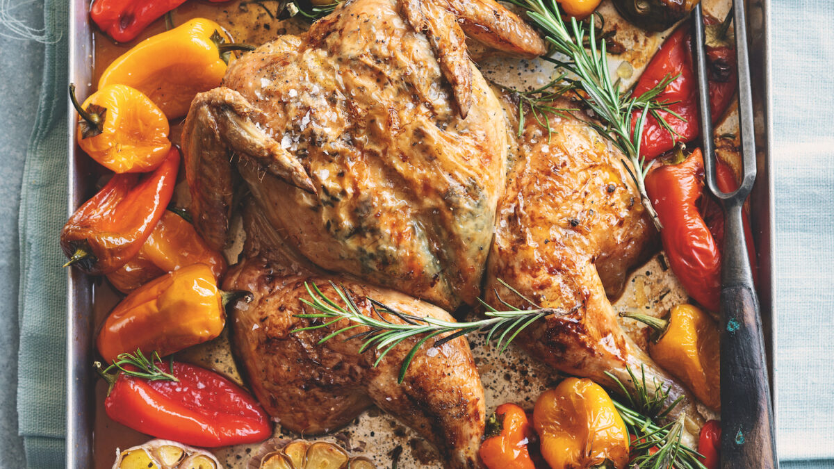 Pollo alla birra con peperoni dolci