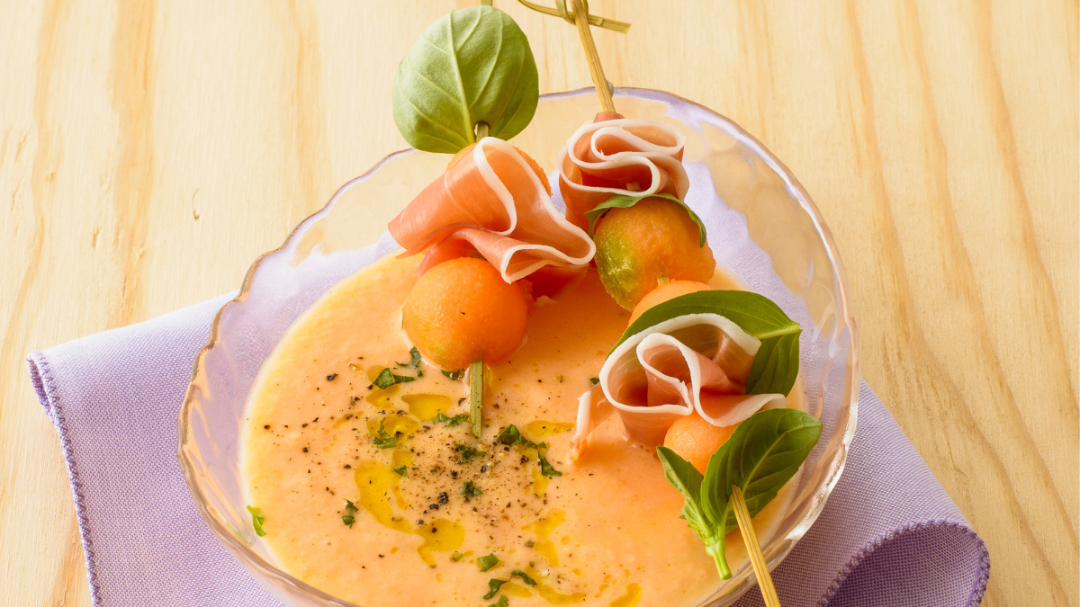 Gazpacho di melone e prosciutto senza cottura