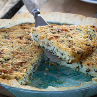 Torta di riso con spinaci ed erbette