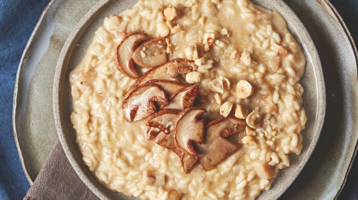 risotto ai porcini mantecato con nocciole