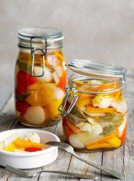 Giardiniera classica di verdure all'aceto e vino bianco