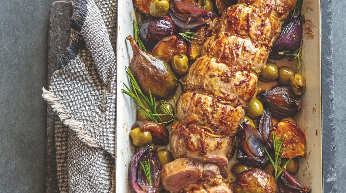 Filetto di maiale con fichi, cipolle e olive