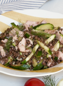 insalata di lenticchie, quinoa e spinacino