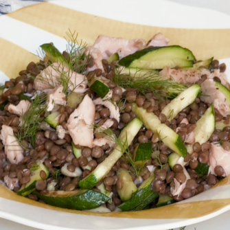 insalata di lenticchie, quinoa e spinacino