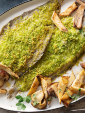 Sogliola in crosta verde con porcini