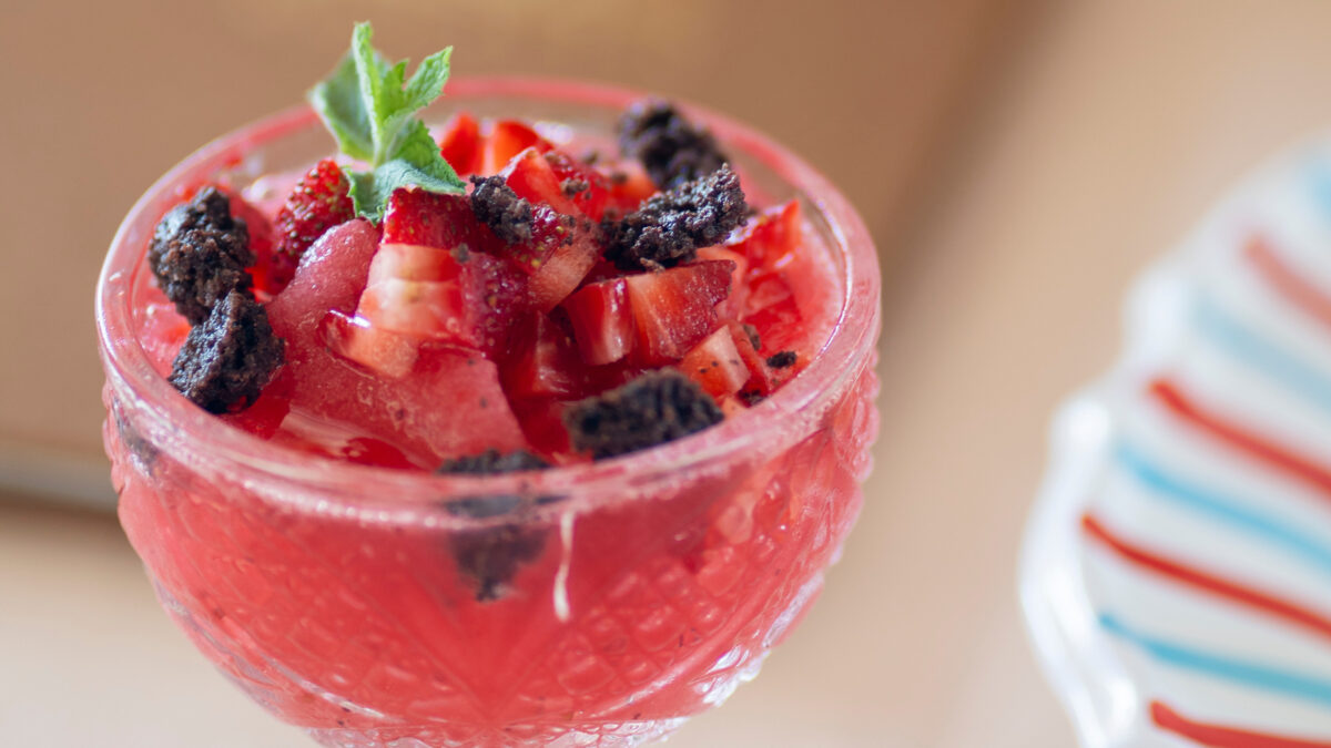 Sorbetto alla fragola e rosa