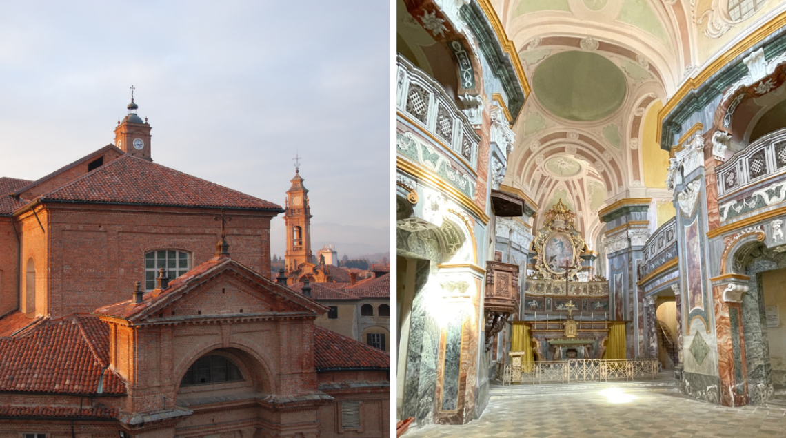 Chiesa parrocchiale di Santa Maria della Neve, collegata al castello da una galleria e un interno della chiesa della Confraternita di Santa Marta