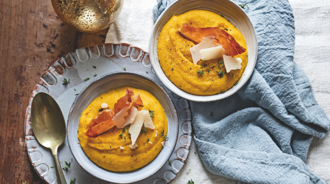 Polenta alla zucca con grana e speck