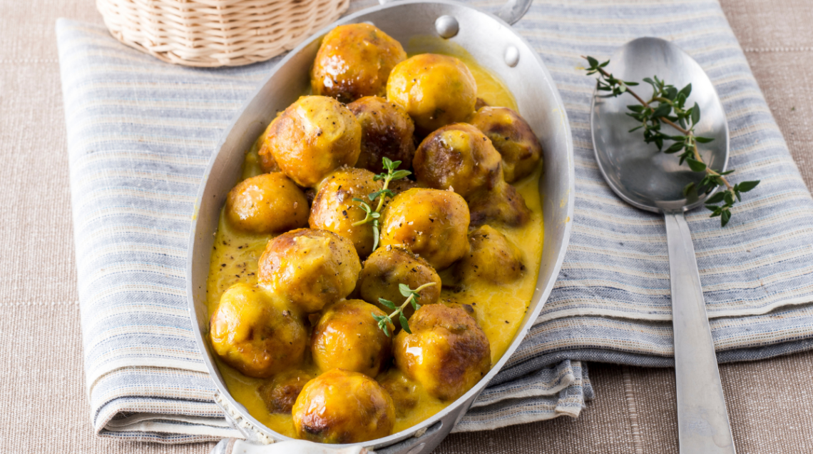 Teglia di polpette di tacchino allo zafferano e porri