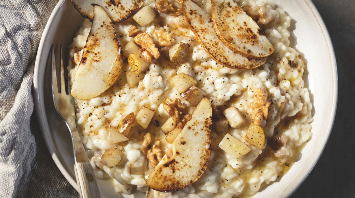 Risotto con Strachitunt e pere caramellate