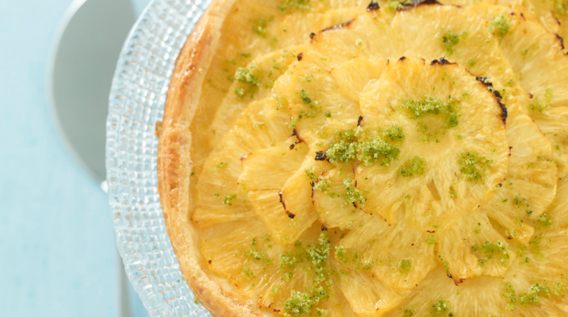 Tarte con carpaccio d'ananas menta e salvia