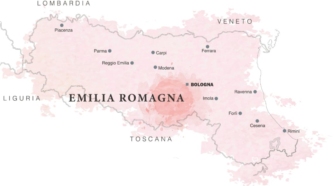 Cartina Lombardia, Emilia Romagna e Veneto