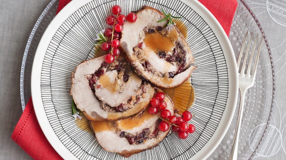 Arrosto di vitello con cranberries e noci