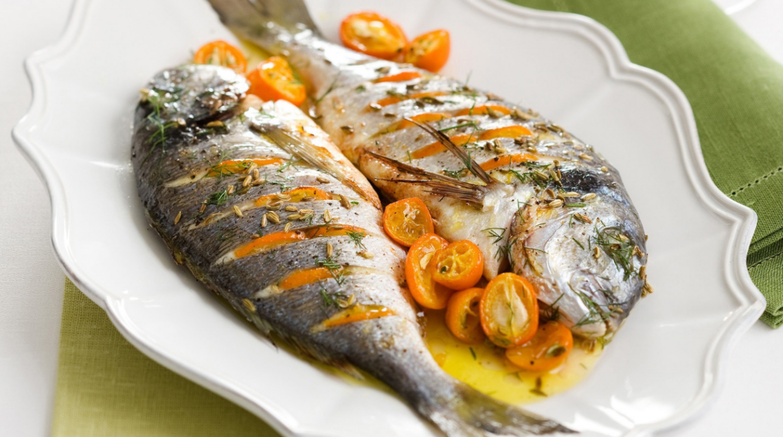 Orate al forno con kumquat e finocchietto