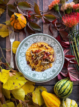 RISOTTO CREMOSO ALLA ZUCCA, GORGONZOLA, SPECK E NOCCIOLE TOSTATE