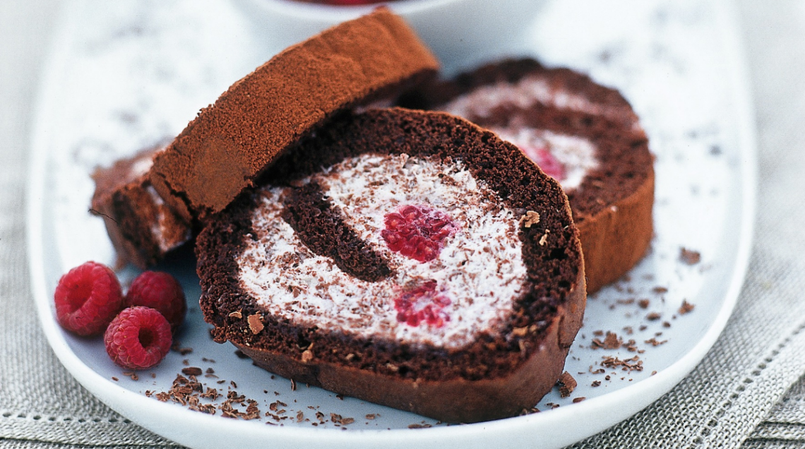 Rotolo ai lamponi e cioccolato