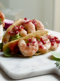 Tacos con mazzancolle grigliate