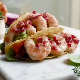 Tacos con mazzancolle grigliate