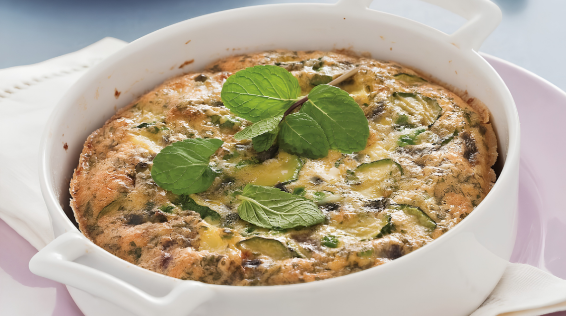 frittata al forno con verdure in una pirofila